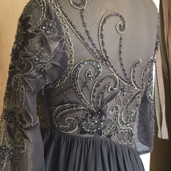 Sue Wong embroidered Elbow Mesh Sleeve Dress - Picture 5 of 8